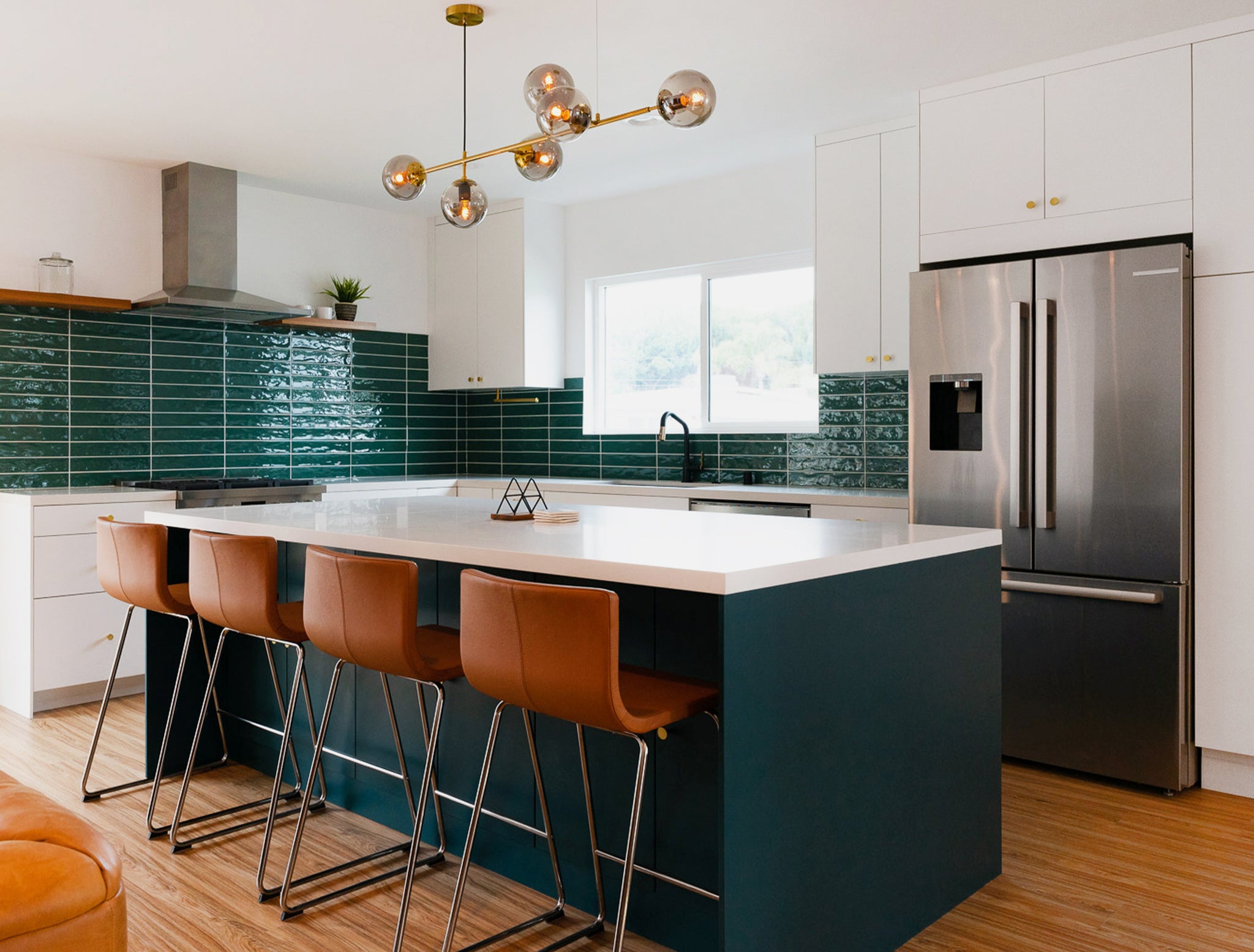 A Summer-Spectacular Green Slab Kitchen – Semihandmade