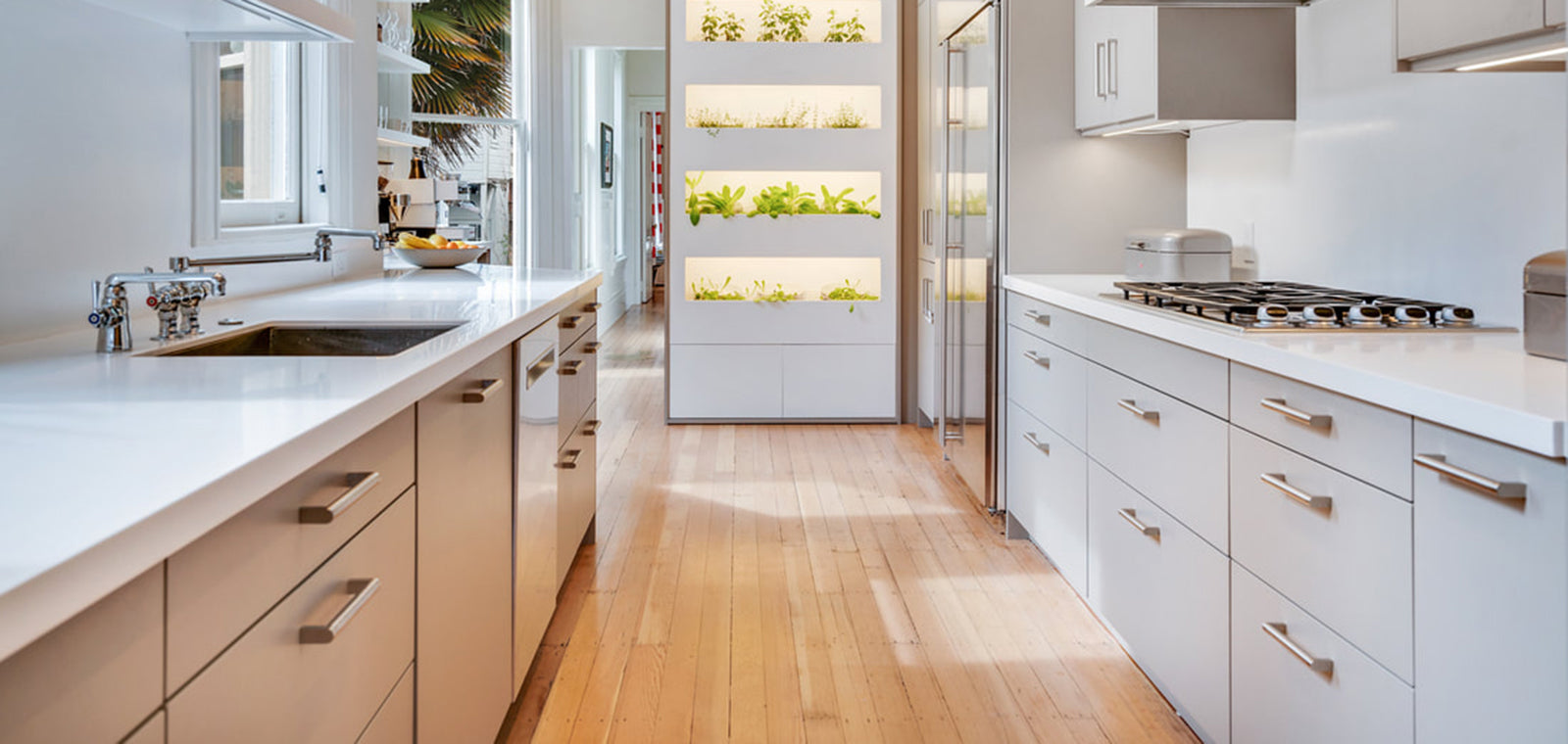 A Modern Vision of a Queen Anne Style Home with Light Grey Slab Fronts