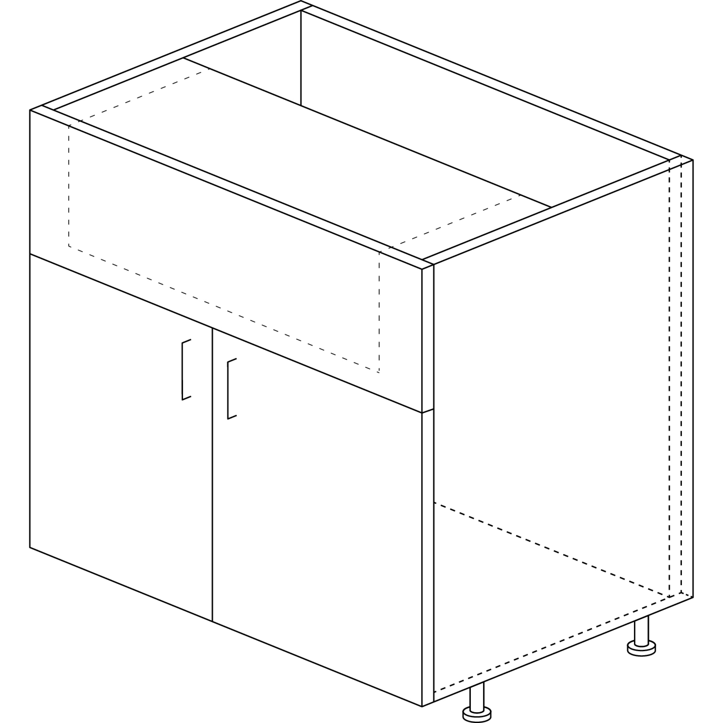 Base Cabinet: Sink with Apron Front 30"H x 24"D