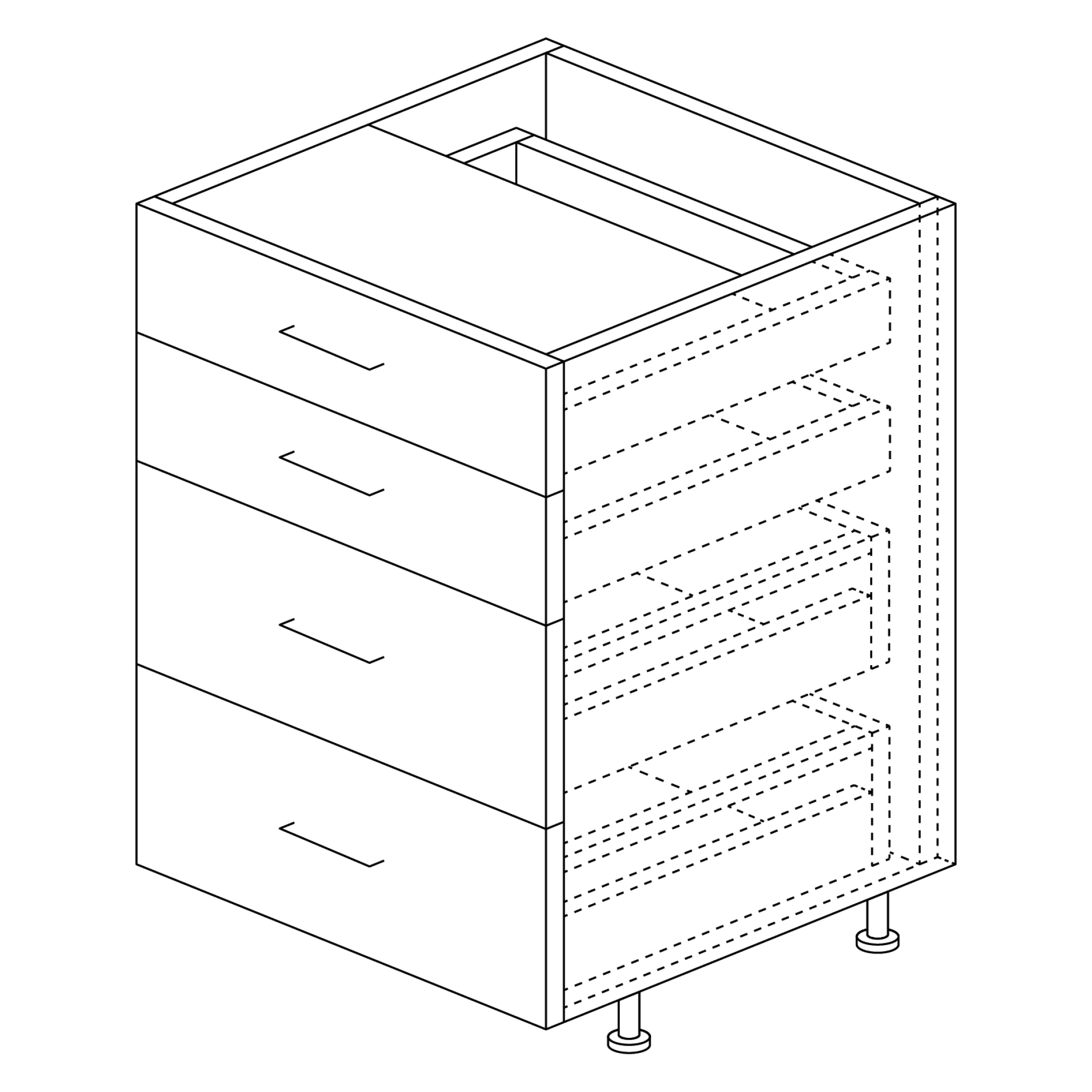 Base Cabinet: 4 Drawers 30"H x 24"D