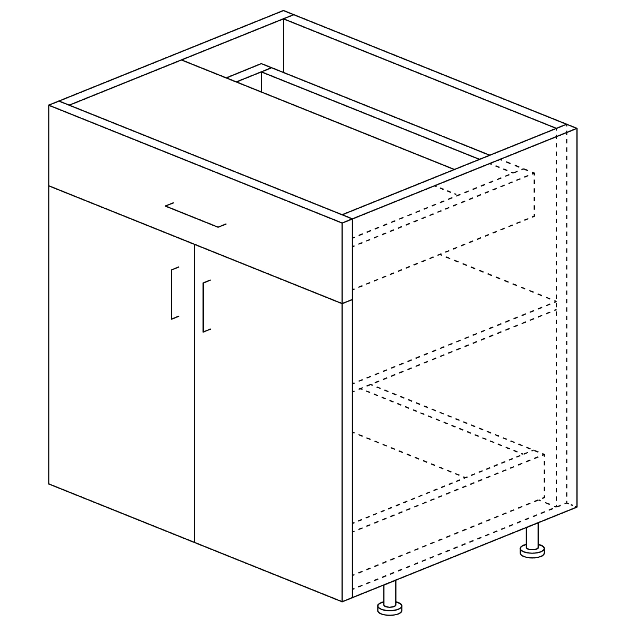 Base Cabinet: 1 Drawer, 1 Roll-Out 30"H x 24"D