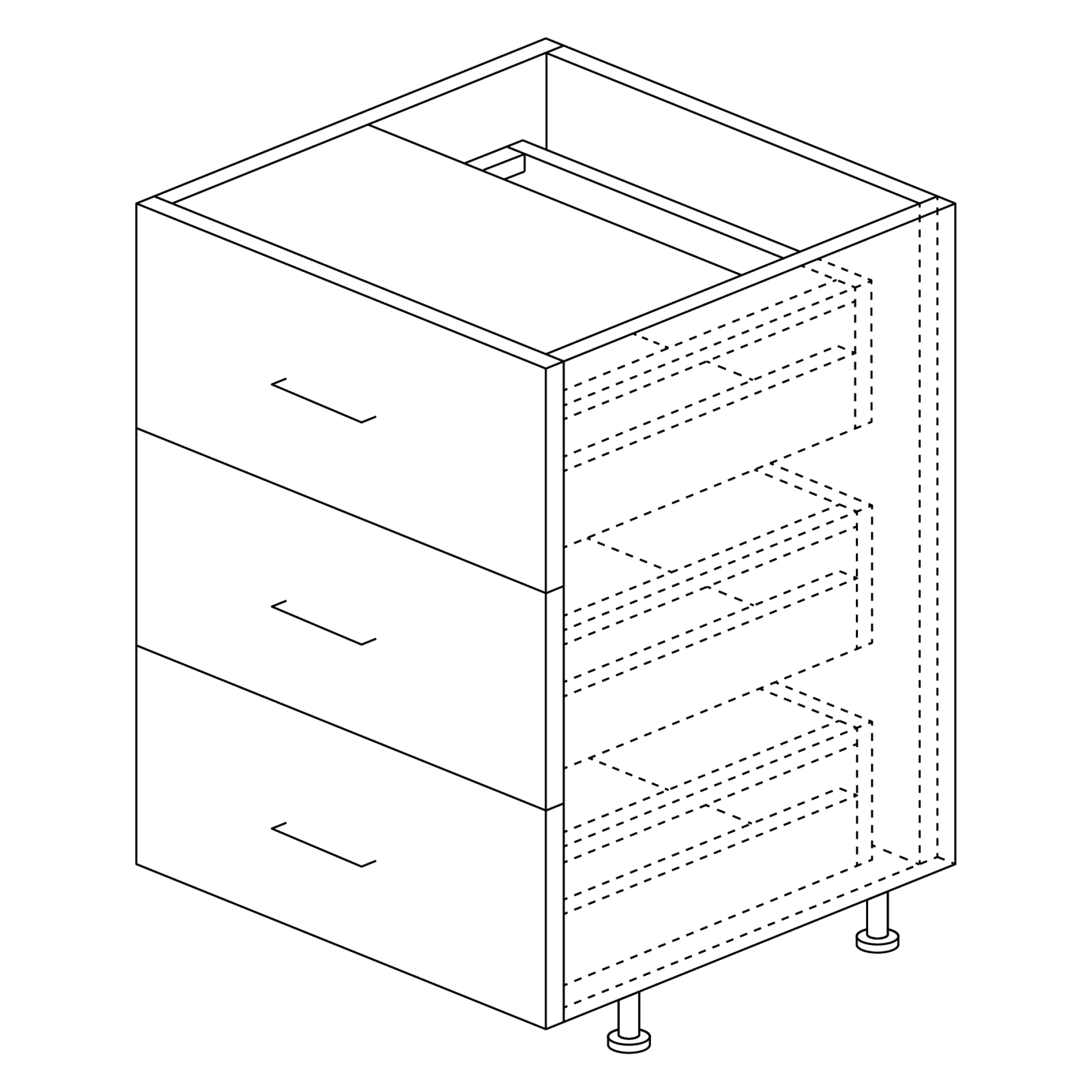 Base Cabinet: 3 Drawers (Equal) 30"H x 24"D