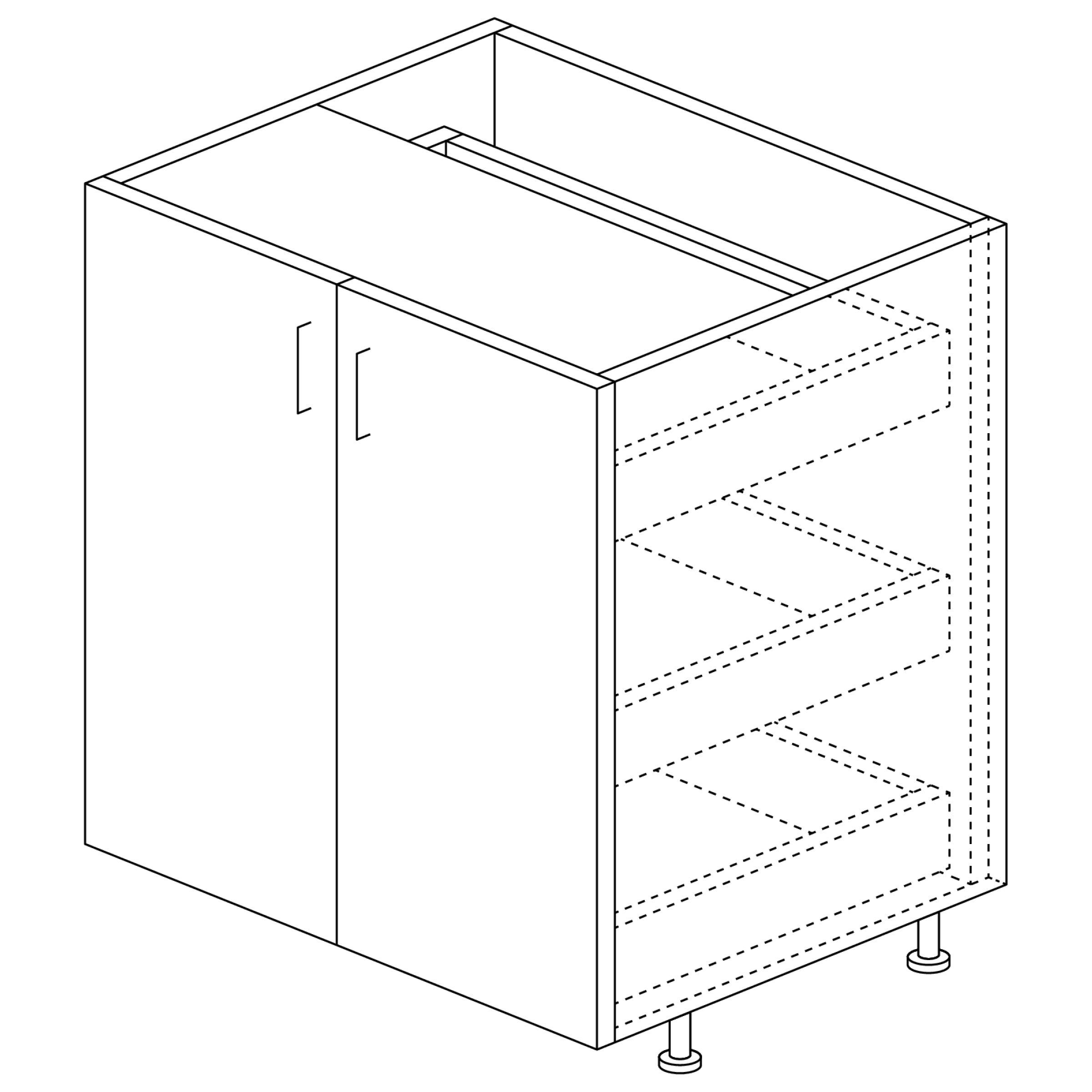 Base Cabinet: 3 Roll-Outs 30"H x 24"D