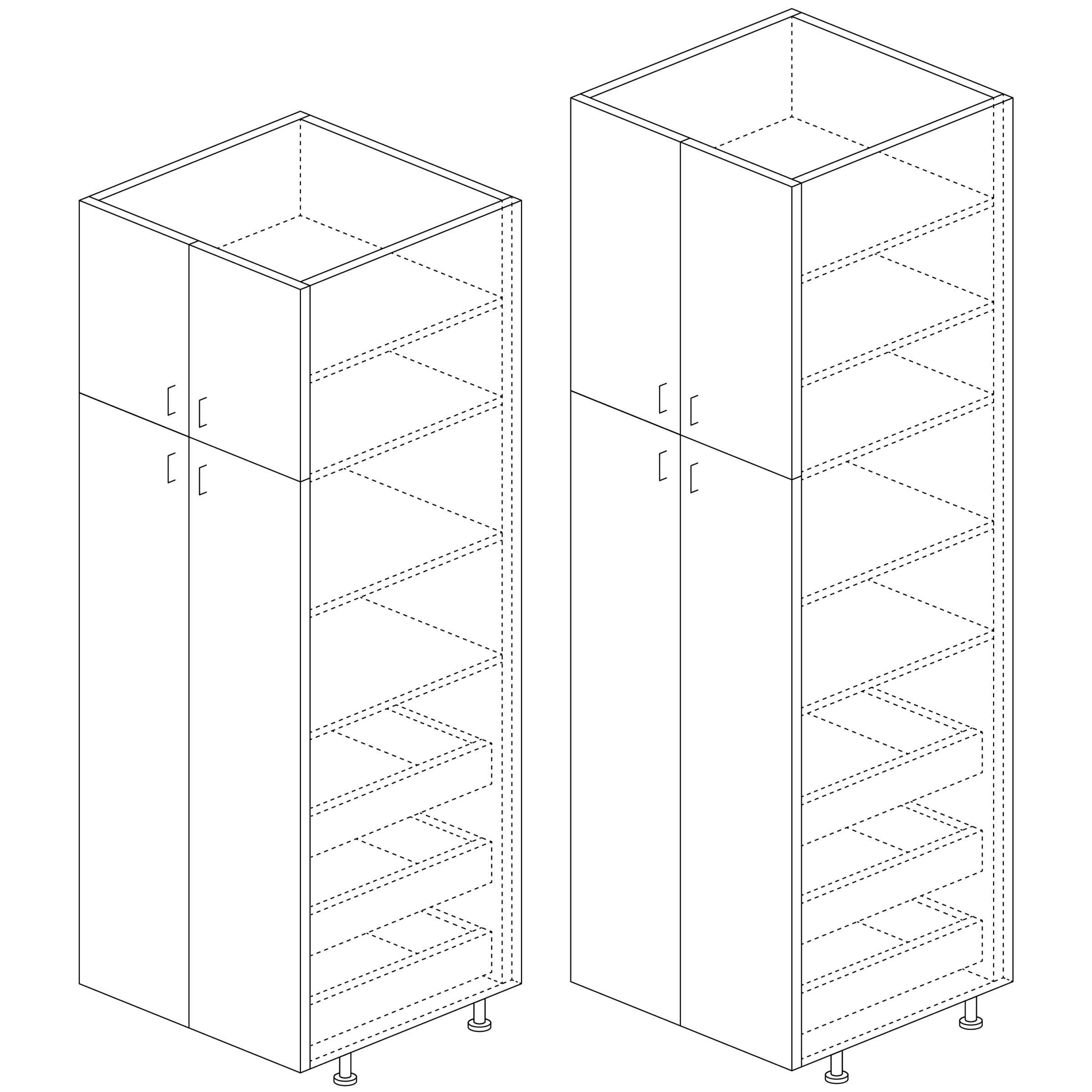 Tall Cabinet: Pantry, 3 Roll-Outs 80"H x 24" D