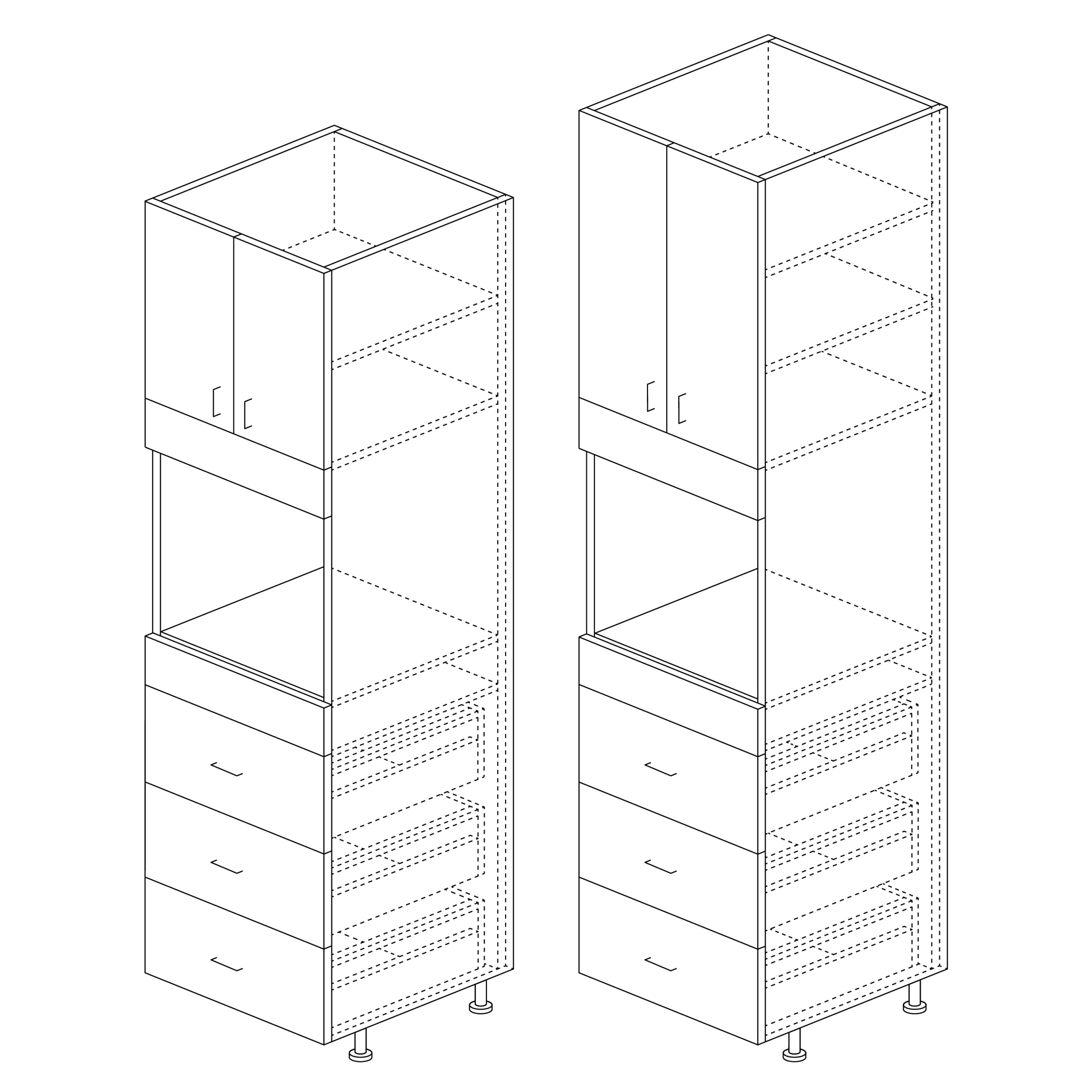 Tall Cabinet: Single Oven, 3 Drawers 80"H x 24" D